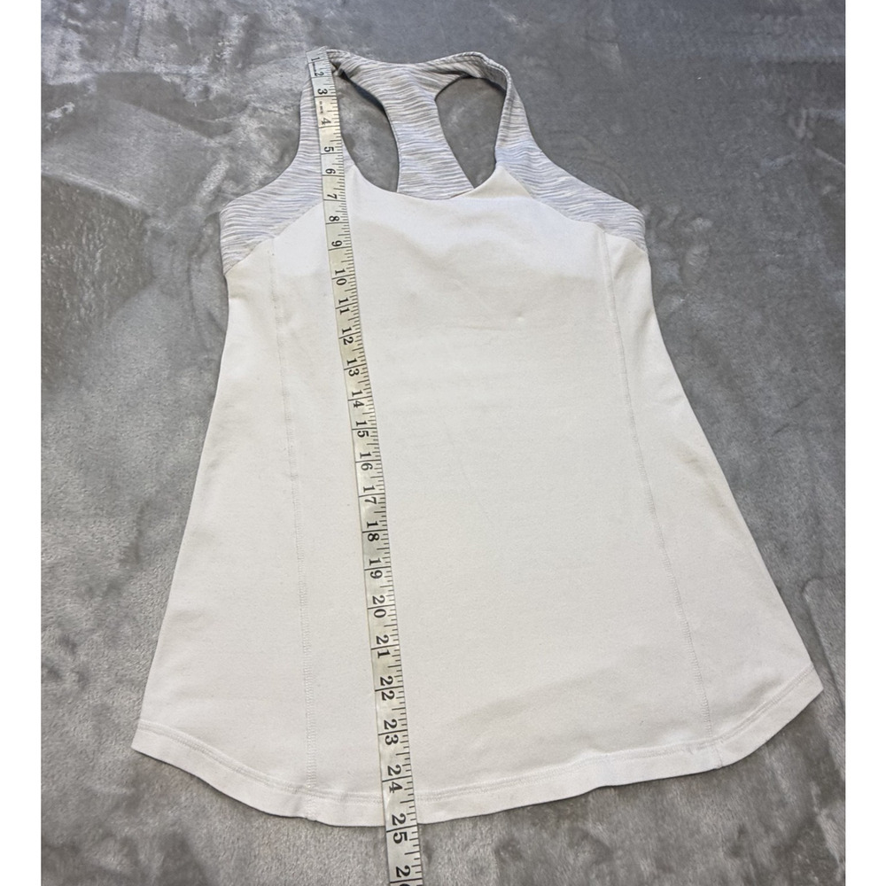 Lululemon Tank Top Womens 6 White Gray Racerback Athletic Yoga Gym Built-In Bra - Picture 2 of 7